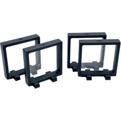 FJmark ディスプレイスタンド ラバーストラップ アクリルキーホルダー 収納 展示 汚れ防止 台座付き (ブラック11×11cm 4個)