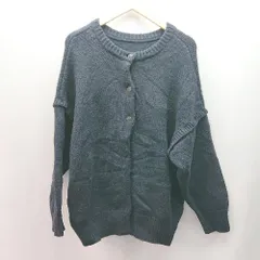 ◇ ADAM ET ROPE アダムエロペ 袖取り外し ケーブル ボタン 起毛 長袖 カーディガン サイズF ネイビー レディース E  【1310300049517】