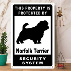 雑貨【Norfolk-Terrier/ノーフォーク・テリア】  Dog ドッグ  犬    メタルポスタ―　Security  セキュリティー 警告  ヤードサイン メタルプレート  ブリキ看板  -157