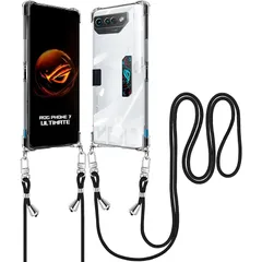 クリア ROG Phone 7 Ultimate ケース ショルダー ROG Phone 7 Ultimate カバー ストラップ付き 肩掛け 斜めかけ 縄掛けケース 縄掛け スマホケース TPU 薄型 軽量 取り外し可能 落下防止 柔軟 【透明】 0