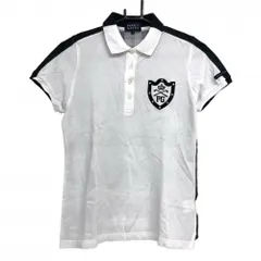 ★SALE価格★【美品】パーリーゲイツ 半袖ポロシャツ 白×グリーン×黒 後ろチェック フロッキープリント レディース 1(M) ゴルフウェア PEARLY GATES