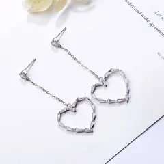 韓国風　愛されハートデザイン✨ S925純銀＆ジルコン ロングピアス（全長約5cm）インスタグラムで大人気