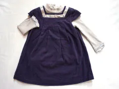 タルティーヌ エ ショコラ タルティーヌエショコラ tartine et chocolat アウトレット 子供服 女の子 90cm ベビー服 ジャンパースカート 紫 長袖 カットソー グレー 2点 コーデュロイ 秋 冬 ★3 ガールズ 【中古】