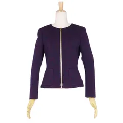 エスカーダ ESCADA ジャケット ノーカラー ジップアップ 総柄 ウール アウター レディース 34(S相当) パープルのサムネイル