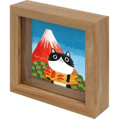 絵画 糸井忠晴 ミニミニボックスフレーム「赤ふじ」 かわいい 猫の絵 アートフレーム 額入り 小さい絵 キャット 壁掛け 卓上 インテリア プレゼント ギフト Cat リビング 玄関 子ども部屋 贈り物 Sサイズ