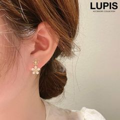 ピアス レディース フラワー 2連 キラキラ パヴェ ストーン ガーリー かわいい シンプル 上品 華やか オケージョン ハレの日 韓国 韓国っぽ lupis ルピス 安い 激安 プチプラ v2707