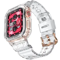 amBand(アムバンド) Apple Watch用クリアバンド 40mm 38mm ケース付き レディース キュートガール クリスタルクリア ゼリー保護ケース バンド付き Apple Series 3 Watch Band [クリア] [38mm/40mm]