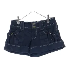 BURBERRY BLUE LABEL (バーバリーブルーレーベル) ロゴ刺繍 バーバリーチェック ステッチショートパンツ ハーフパンツ ブラック レディース