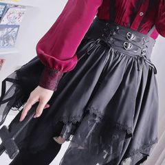 ×ふんわり悪魔的スカート× 病み　黒　ブラック　かわいい　量産型　地雷系　黒　ブラック　春　夏　秋　日焼け防止　上着　ジャージ　サブカル　ファッション　ピアス　フリル　ロリータ　ロリィタ　界隈　渋谷　原宿　病み系　メンヘラ　悪魔界隈　ぴえん系女子