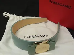 ■新品■未使用■ Ferragamo フェラガモ レザー カチューシャ ヘアアクセサリー レディース ライトブルー系 FK1858のサムネイル