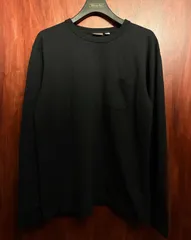 MADE IN USA製 Healthknit ポケット付き クルーネック 長袖Tシャツ ブラック Lサイズ