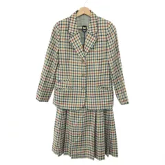 DAKS LONDON ダックスロンドン ジャケット＆プリーツスカート スーツ チェック柄 セットアップ サイズ:9号  ベージュ  レディース 　240002231021