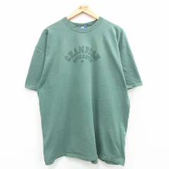 XL/古着 チャンピオン champion 半袖 ビンテージ Tシャツ メンズ 00s ビッグロゴ 大きいサイズ コットン クルーネック 緑 グリーン 24may20