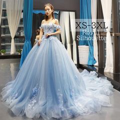나이트 드레스 파티 드레스 하늘색 블루 드레스 원피스 큰 사이즈 사은회 결혼식 롱 길이 투명감 XS SML XL LL 2XL XXL 3XL XXXL 파티 끈 타입 레이스 프린세스 공주계 페미닌 오프숄더
