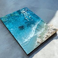 <ヤシの影>  超立体  沖縄の海 レジンアートボード　美ら海　オーシャンアート　N020