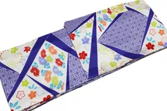 お仕立て上がり袷着物-No.656【M L TL各サイズ・選択肢有/地色：青×オフホワイト色/洗える/着物/お買い得品/canoa/香乃逢)