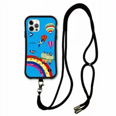 [iPhoneXR(テンアール)] iPhoneSE 第3世代 / 第2世代 スマホショルダー付 i-coronケース iPhone15 iPhone14 iPhone13 12 11 スマホケース カバー 肩掛け 斜め掛け アニマル柄 虹とツバメと気球 ブル