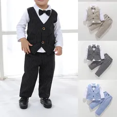 新作✴︎キッズスーツフォーマルセット　ストラ柄　黒　お祝いスーツ　正装　七五三男子衣装　お誕生日パーティー衣装　卒園式　入園式　結婚式　男子スーツ　リボン付きスーツセット