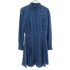 TOMMY HILFIGER トミーヒルフィガー 花柄 長袖 ワンピース 4 ネイビー レディース 古着