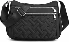 MT's SHOP ショルダーバッグ ポシェット レディース キルティング ポケット多い 斜めがけ 肩掛け(ブラック)