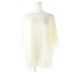 アントマリーズ Aunt Marie's カットソー チュール ラウンドネック 五分袖 レイヤード ストレッチ シアー F 白 アイボリー /CK8