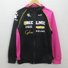 H■ケルメ/KELME サッカー・フットサル トラックジャケット トレーニングジャージ【L】黒ピンク/MENS■54【中古】