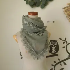 【お取り寄せ】フリンジスカーフ●カーキ