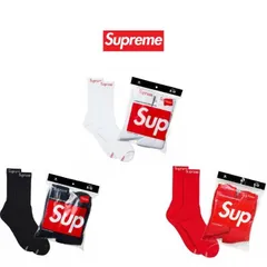 【新品】シュプリーム 靴下 4枚パック Supreme Hanes Crew Socks ヘインズ コラボ ソックス メンズ 正規品
