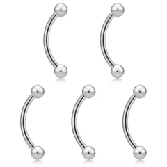[From da Phactory] フロム ダ ファクトリー バナナバーベル カーブドバーベル サージカルステンレス 軟骨ピアス ボディピアス5個(16Gシャフト10mmボール3mm 5個) 1