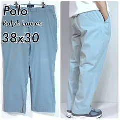 Polo by RalphLauren ポロラルフローレン W38L30 ライトブルー 水色 ワンポイント刺繍ロゴ コットン ノータック チノ チノパン ワイドストレート パンツ スラックス ポロチノ SUFFIELD PANT レアカラー v25033126
