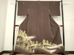 平和屋着物●豪華色留袖　駒刺繍　遠山樹林文　金彩　正絹　逸品　AABB5480ck