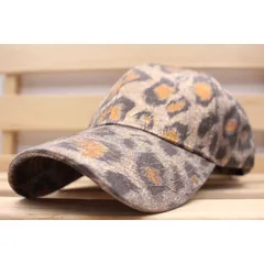 野球帽子 ヒョウ柄 レオパード柄 光沢あり 薄目 ポリ 帽子 キャップ 56cm~58cm GY CC133-4