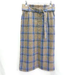 ◇ wcloset チェック柄 ロング丈 タイト スカート サイズF ブラウン ブルー レディース E  【1406050061678】