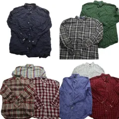 古着卸 まとめ売り トミーヒルフィガー 長袖シャツ 9枚セット (メンズ XL /2XL /3XL ) 90s 無地 ストライプ チェック 中古 古着 MY4636
