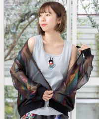 ScoLar（スカラー）ネコ・ラビル・スカラー刺繍 クリアポーチ付きタンクトップ　アイボリー、サックス、パープル　151685