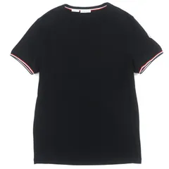 美品▼MONCLER モンクレール 21SS G10918C71600 Slim Fit ロゴワッペン付き トリコロール ショートスリーブ 半袖Ｔシャツ ブラック M 正規品 メンズ