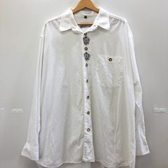 club damingo vintage ヴィンテージ 長袖シャツ 古着 チロリアンシャツ 刺繍デザイン 胸ポケット メンズ XL ホワイト