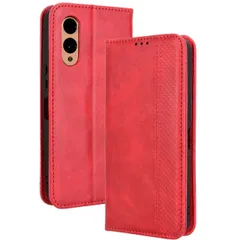 arrows We2 ケース 手帳 F-52E チェック柄 合革 レトロ 手帳 ケース 【Color】レッドのサムネイル
