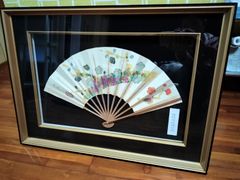 松庵 武比古 作 扇 虎 額装 伝統工芸 縁起物 金工芸 彫金 壁掛け 立