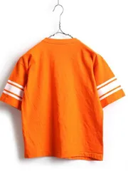【お得なクーポン配布中!】 70s ビンテージ USA製 ★ Champion チャンピオン 半袖 プリント フットボール Tシャツ ( メンズ 男性 L ) 70年代 アメリカ製 古着 オレンジ| 【USA古着】【古着 