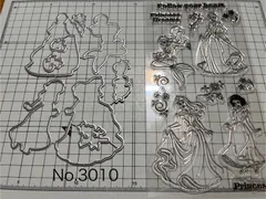 カッティングダイ＆クリアスタンプ　プリンセス　コラージュ　スクラップブッキング　グリーティングカード　3010