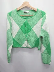 ◇ ⊇ ZARA ザラ 長袖 ニット カーディガン サイズEUR M USA M MEX 28 グリーン レディース E  【1411070012388】