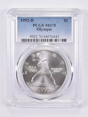 1992-D MS70 オリンピック野球記念銀貨 PCGS