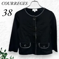 g138 COURREGES クレージュ ジャケット シャツ 長袖 ブラック 黒 ボタンレス シンプル カジュアル niko∞2525