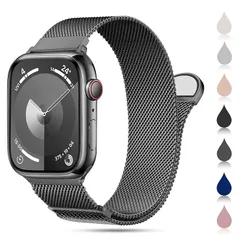 【新品】 CAERMA コンパチブル アップルウォッチ バンド 38mm 40mm 41mm 42mm 44mm 45mm 46mm 49mm コンパチブル Apple Watch バンド ステンレス留め金製 男女兼用 長さ調節 強力な磁 通気 メッシュ  0