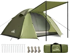 テント 2人用 【幅広い内室&通風 携帯超軽量】 簡単設営 前室あり 耐水圧4000mm 防蚊ネット付き 自立式 二重層構造 コンパック収納可能 二重層構造　 wolfyok outdoors　ウルフヨックアウトドアーズ