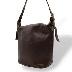 良品 2044 IL BISONTE ショルダーバッグ シボ革 ダークブラウン
