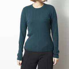レディース リブ ニット クルーネック グリーン 秋冬 SALE インナー
