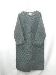 ■ ⊇ Libra Cue 中綿 ノーカラー 長袖 キルティングロングコート サイズF ブラック レディース E  【1409100009385】