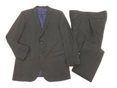 BLACK LABEL CRESTBRIDGE ブラックレーベル クレストブリッジ 羊毛混 ストライプ セットアップ ジャケット パンツ スーツ size42L/黒 ◇■◎メンズ